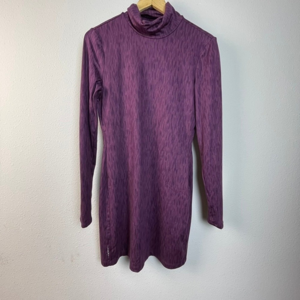 Title Nine Womens Purple Heathered Long Sleeve Turtleneck Dress Size S